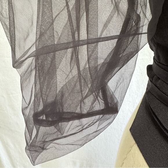 Zara organza statement puff sleeve knit cropped wrap top size large NWT - Picture 7 of 16